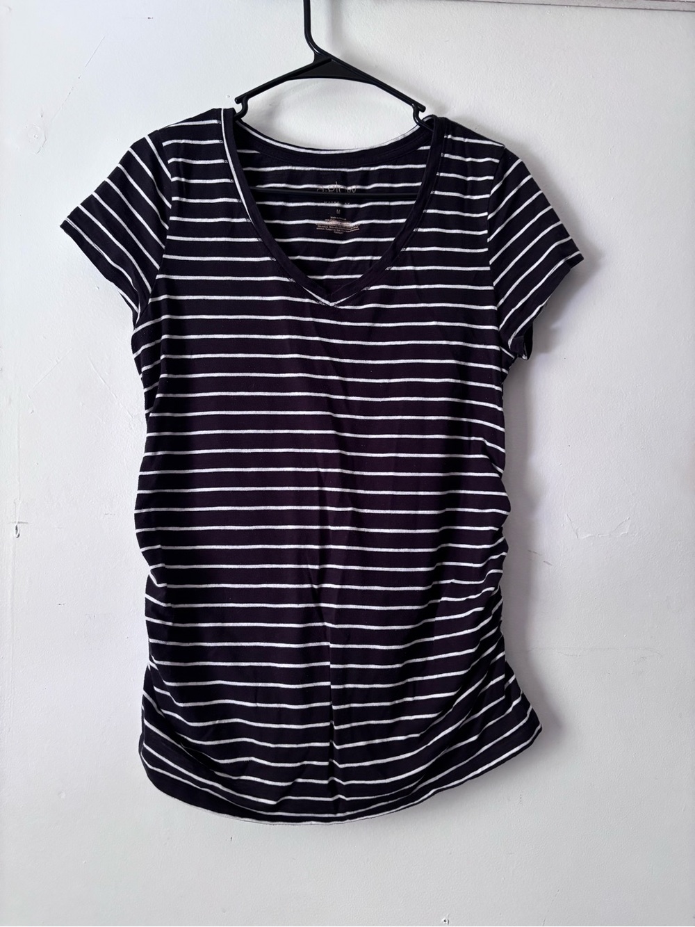 a:glow Black & White Striped V-Neck Short Sleeve Tee